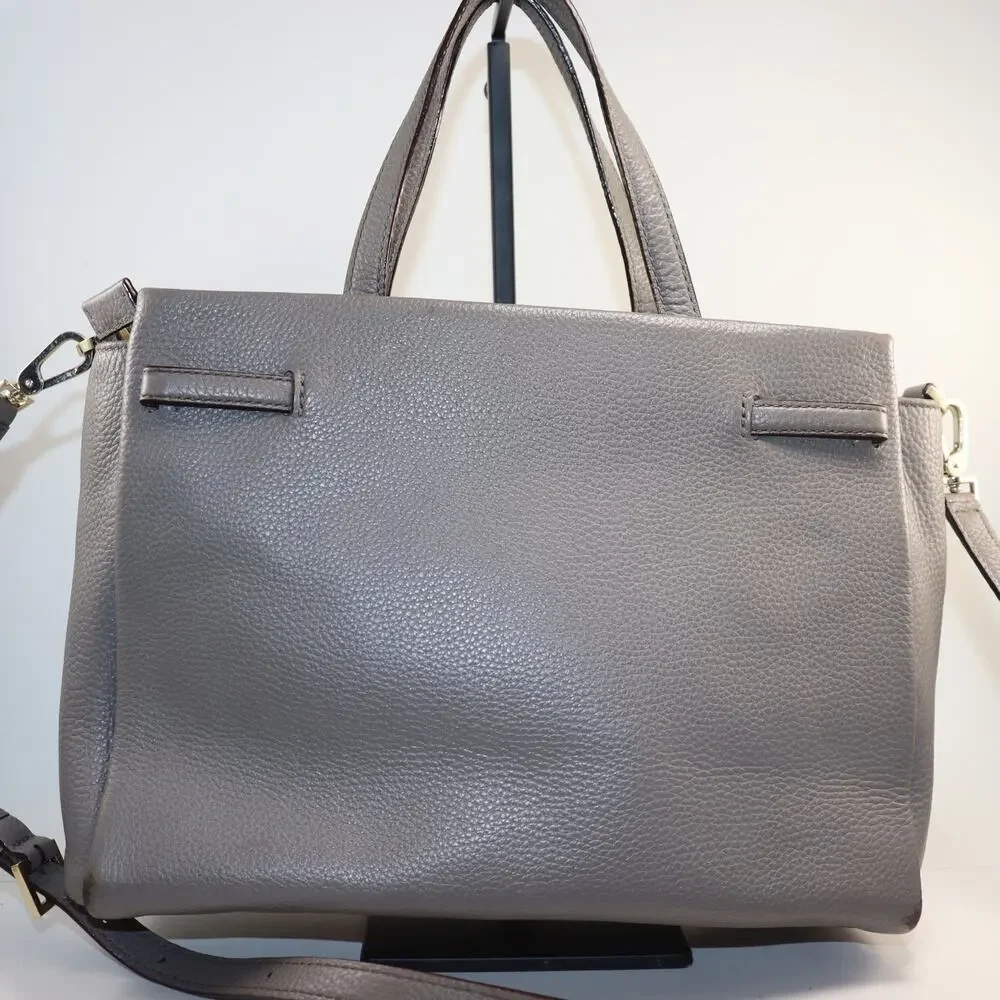 Kate‎ Spade Satchel Bag Medium Grey Womens Pebbled Leather Crossbody